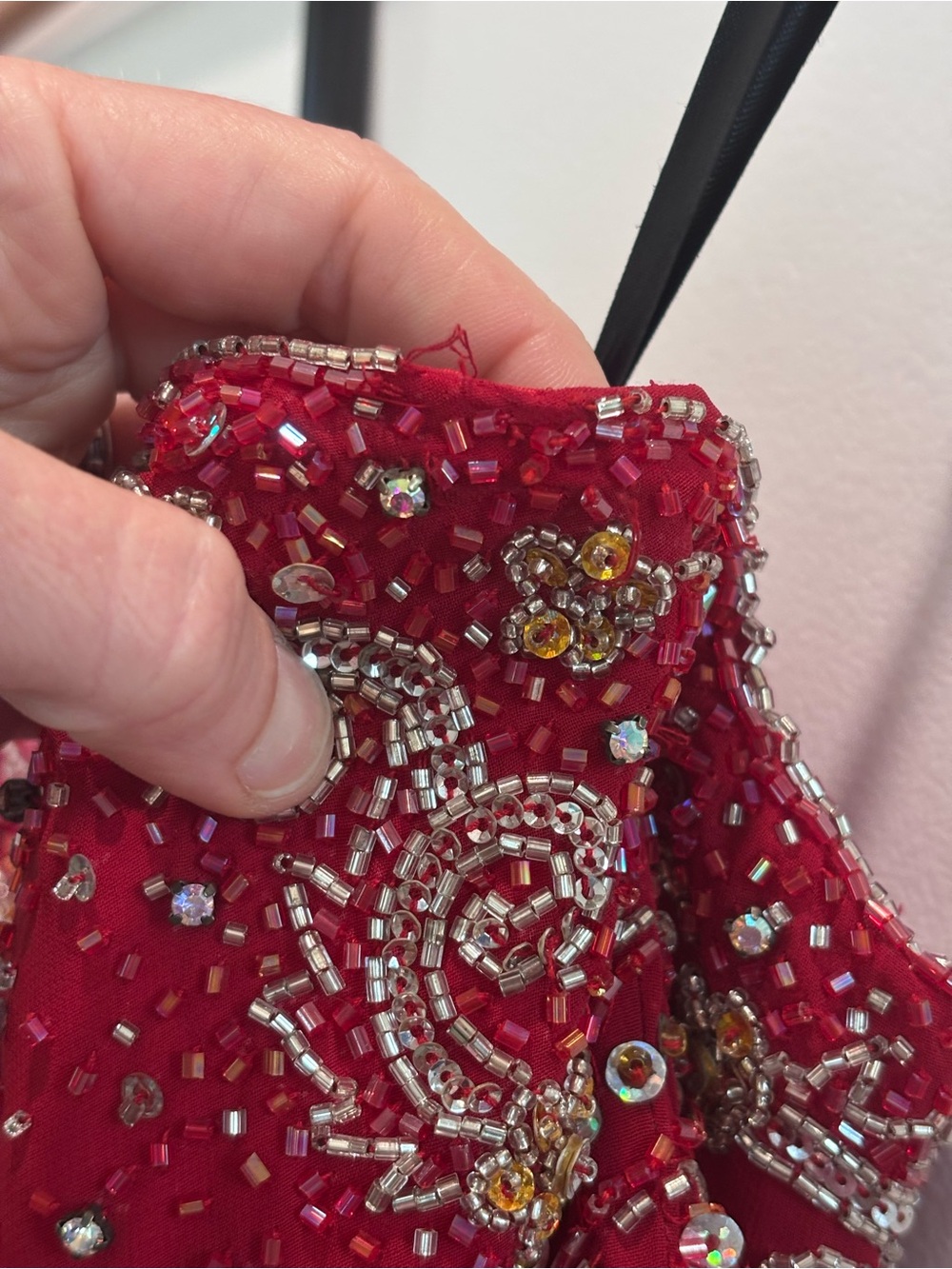 Riva Designs Beaded Strapless Red Evening Gown - Picture 5 of 16
